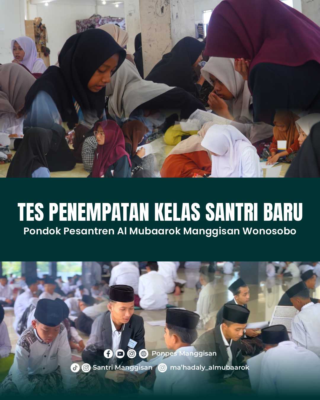 Tentukan Penempatan Kelas Ponpes Al Mubaarok Manggisan Wonosobo Gelar Tes Santri Baru