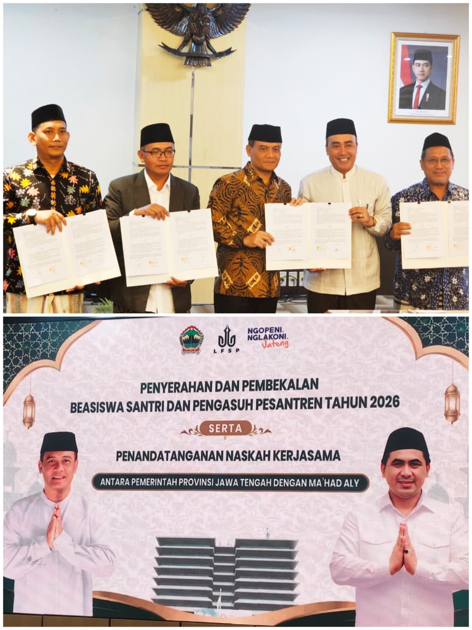 Mahad Aly Al Mubaarok Manggisan Terima Beasiswa Santri dan Pengasuh Pesantren dari Gubernur Jawa Tengah